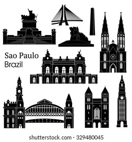 Sao Paulo monuments. Vector illustration