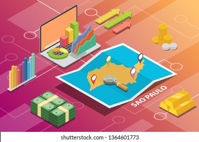 sao paulo municipality brazil city isometric financial economy condition concept for describe cities growth expand - vector illustration