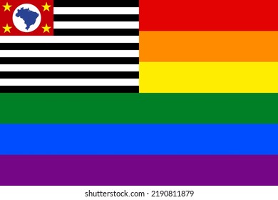 banderas sao paulo y arcoiris. ilustración vectorial