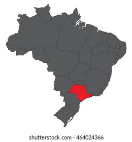 Rojo de Sao Paulo en el mapa gris de Brasil vector