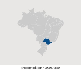 Sao Paulo Region Highlighted on Brazil Map Eps 10