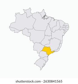 Sao Paulo Region highlighted on Brazil map