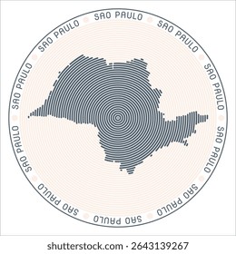 Projeto do logotipo redondo de São Paulo. Forma de estado de anéis. Texto de São Paulo ao redor do estado. Ilustração de vetor.