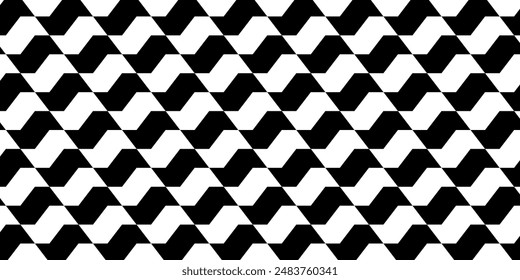 Sao Paulo sidewalk pattern. Famous Brazilian beach promenade. Repeated black and white curved texture in Portuguese pavement style. Wall or floor mosaic tile background. Vector graphic illustration.