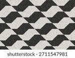 Sao Paulo sidewalk pattern with realistic cobblestone structure. Famous beach pavement in Brazil. Texture in Portuguese pavement style. Wall or floor mosaic tile background. Vector illustration.
