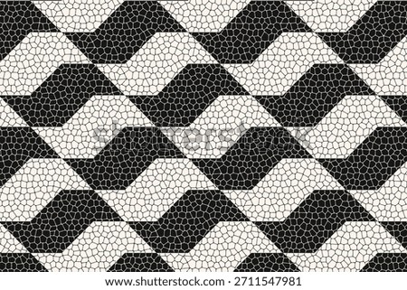 Sao Paulo sidewalk pattern with realistic cobblestone structure. Famous beach pavement in Brazil. Texture in Portuguese pavement style. Wall or floor mosaic tile background. Vector illustration.