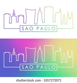 Sao Paulo skyline. Colorful linear style. Editable vector file.