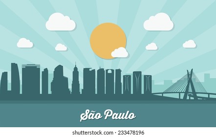 Sao Paulo skyline - flat design - vector illustration