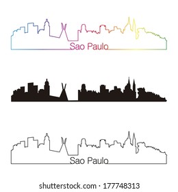 Sao Paulo skyline linear style with rainbow in editable vector file