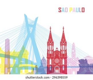 Sao Paulo skyline pop in editable vector file