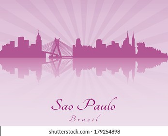 Sao Paulo skyline in purple radiant orchid in editable vector file