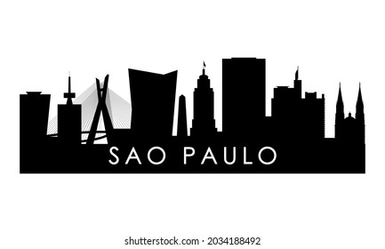 Sao Paulo skyline silhouette. Black Sao Paulo city design isolated on white background. 