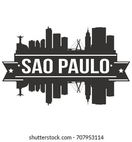 Sao Paulo Skyline Silhouette City Vector Design Art landmark.