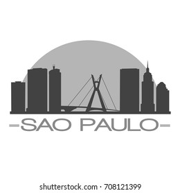 Sao Paulo Skyline Silhouette City Design Vector Art