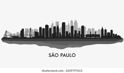 Sao Paulo Skyline Silhouette with Cityscape, and Brazil.