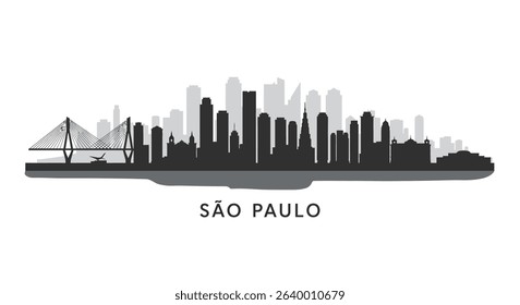 Sao Paulo Skyline Silhouette Minimalist City.
