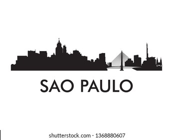 Sao Paulo skyline silhouette vector of famous places