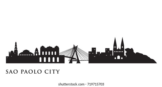 Sao Paulo Skyline Silhouette Skyline  Vector City Design