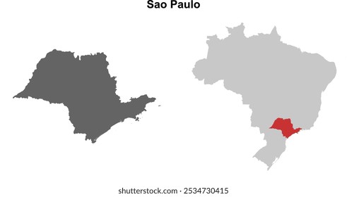 Sao Paulo state blank outline map set