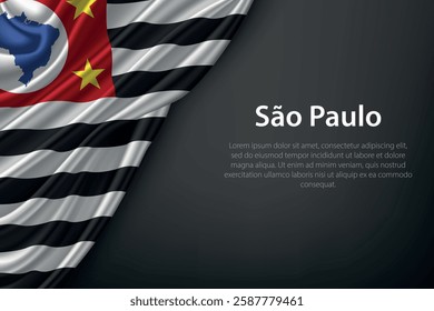 Sao Paulo state flag on dark background. Symbol of Brazilian heritage.