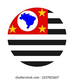 Sao Paulo State Flag vector illustration, Brazil. Sao Paulo circle badge flag isolated vector. National patriotic banner.