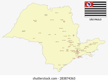 sao paulo state map with flag