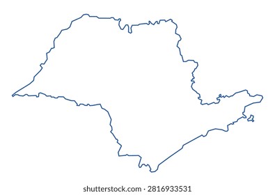 Sao Paulo State Map with Municipalities Blue Outline Vector Illustration of Brazil