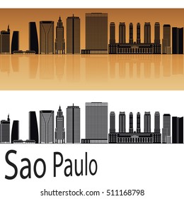 Sao Paulo V2 skyline in orange background ineditable vector file