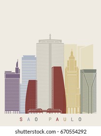 Sao Paulo V2 skyline poster in editable vector file