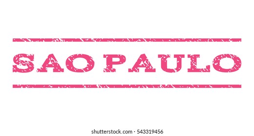 Sao Paulo watermark stamp. Text caption between horizontal parallel lines with grunge design style. Rubber seal stamp with scratched texture. Vector pink color ink imprint on a white background.