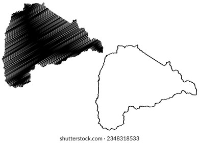 Mapa de ilustraciones vectoriales del mapa del municipio de Sao Roque do Canaa (estado de Espírito Santo, municipios de Brasil, República Federativa del Brasil), esbozo del mapa del dibujante Sao Roque do Canaa