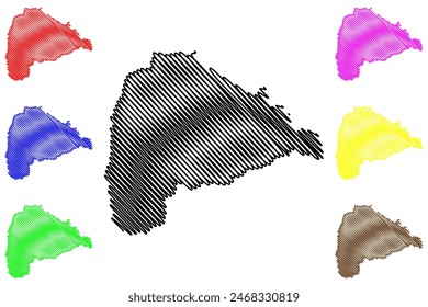 Sao Roque do Canaa municipio (Estado de Espírito Santo, Municipios de Brasil, República Federativa de Brasil) mapa Ilustración vectorial, bosquejo de garabatos Sao Roque do Canaa mapa