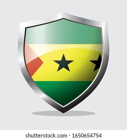 sao tome country flag shield icon with white background