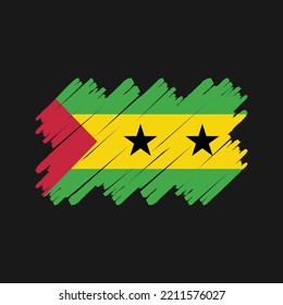 Sao Tome Flag Brush. National Flag