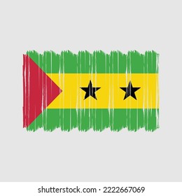 Sao Tome Flag Brush. National Flag