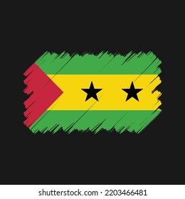 Sao Tome flag brush strokes painted