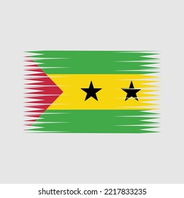 Sao Tome Flag Brush Strokes Painted