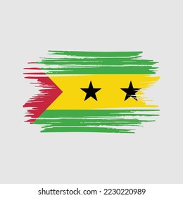 Sao Tome Flag Brush Vector Illustration