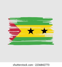 Sao Tome Flag Brush Vector Illustration