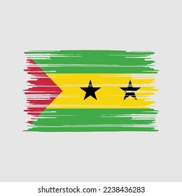 Sao Tome Flag Brush Vector Illustration