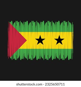 Sao Tome Flag Brush Vector Illustration