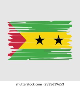 Sao Tome Flag Brush Vector Illustration