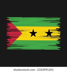 Sao Tome Flag Brush Vector Illustration