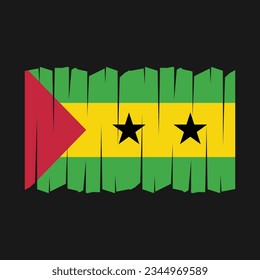 Sao Tome Flag Brush Vector Illustration