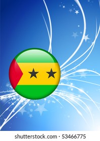 Sao Tome Flag Button on Abstract Light Background Original Illustration