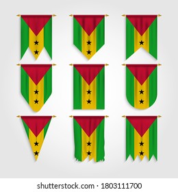 Sao Tome flag in different shapes, Flag of Sao Tome in various shapes