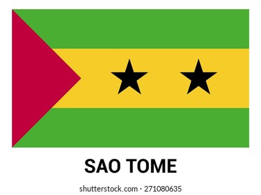 SAO Tome flag isolated vector in official colors and Proportion Correctly. country's name label in bottom