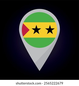 Sao Tome And Prıncıpe Flag on Location Pin. vector illustration