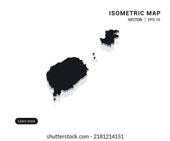 Sao Tome map black on white background with 3d isometric vector illustration