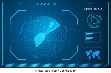 Sao Tome map of blue digital frame technology radar vector HUD, GUI, UI interface.